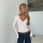 Basic v - neck top - lyserød