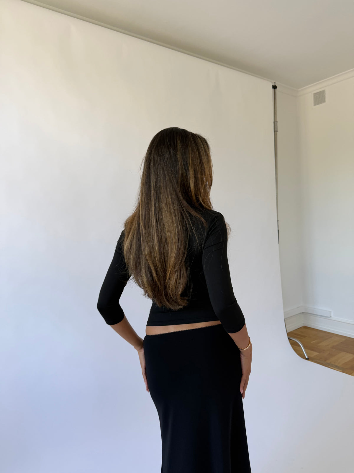 Lucia Quarter Sleeve Top – Black