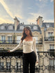 Bow basic lace top - white 
