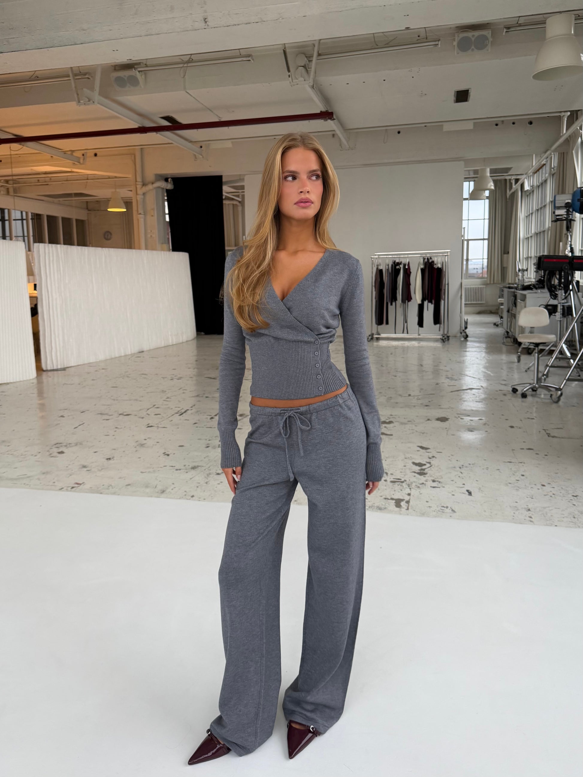 New knit cardigan - meleret grå