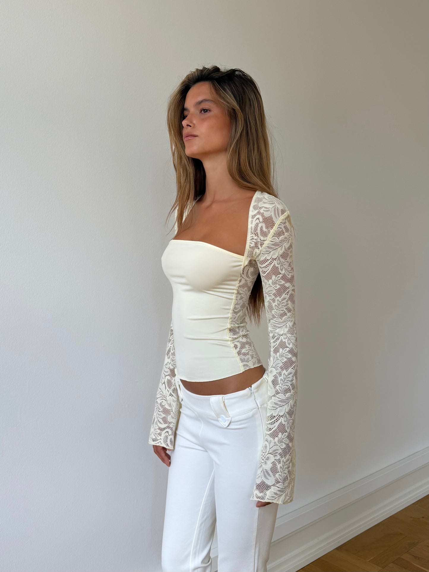 Lua lace top - light yellow