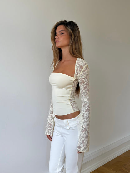 Lua lace top - light yellow