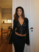 Pretty black rose top - black