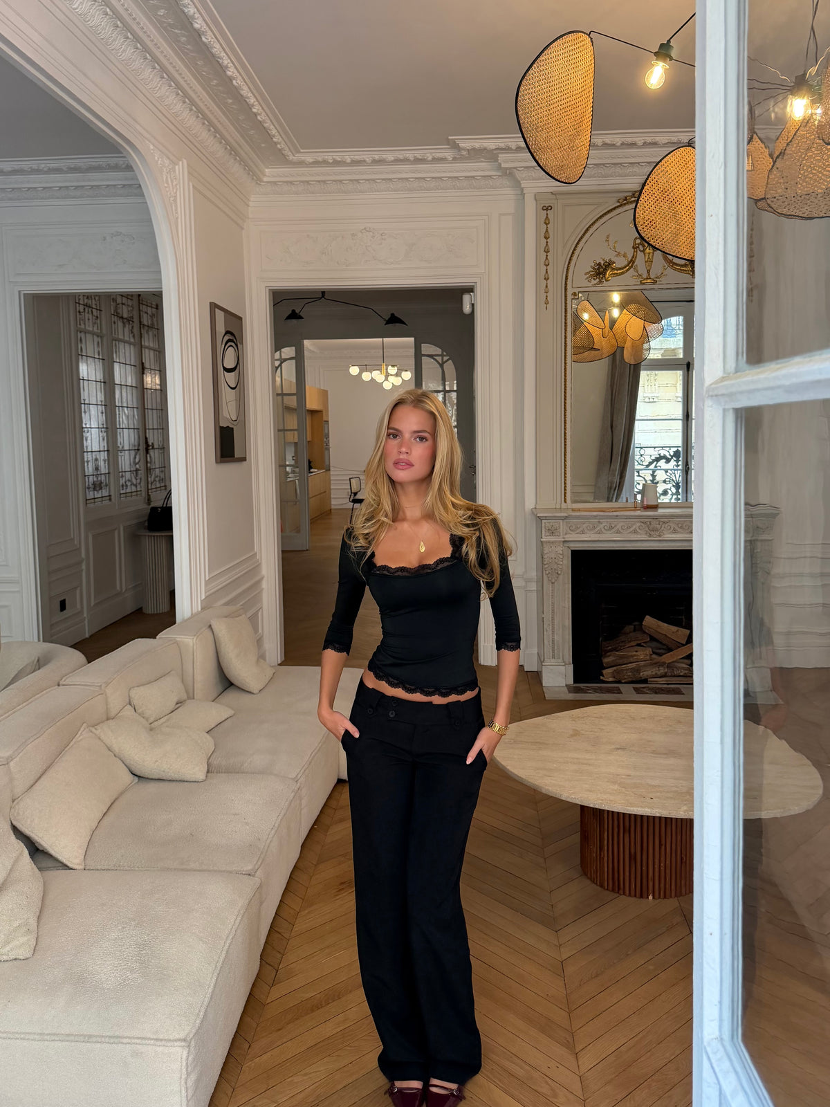 Blair Quarter Sleeve Top – Black