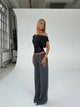Flowy low waist bukser - dark grey