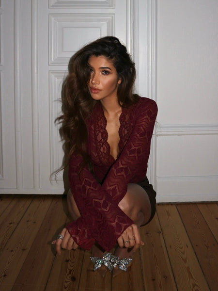 Haut Dentelle Bordeaux Rue21 Taille S (Medium Juniors) - Occasion Très Bon état