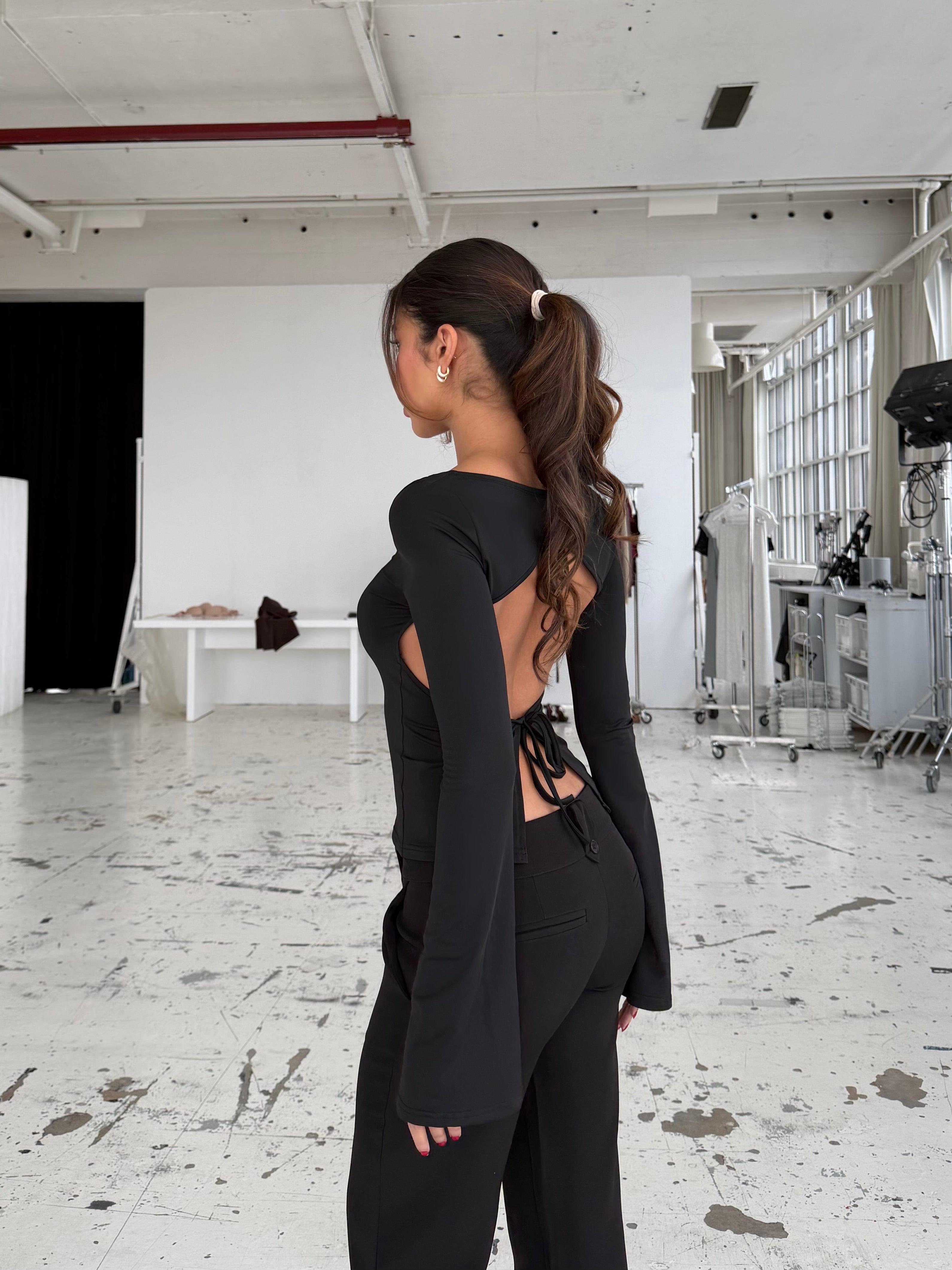 Rhea long sleeve top - sort