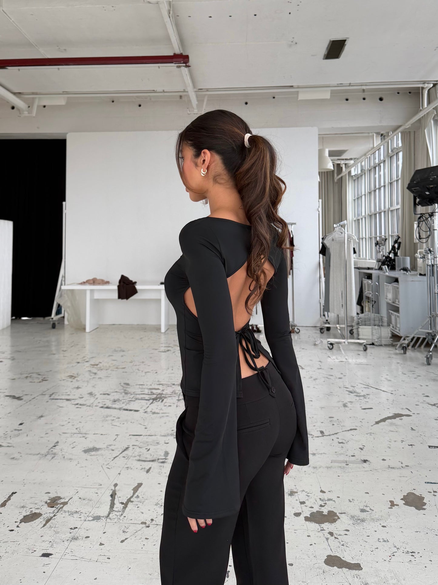 Rhea long sleeve top - sort