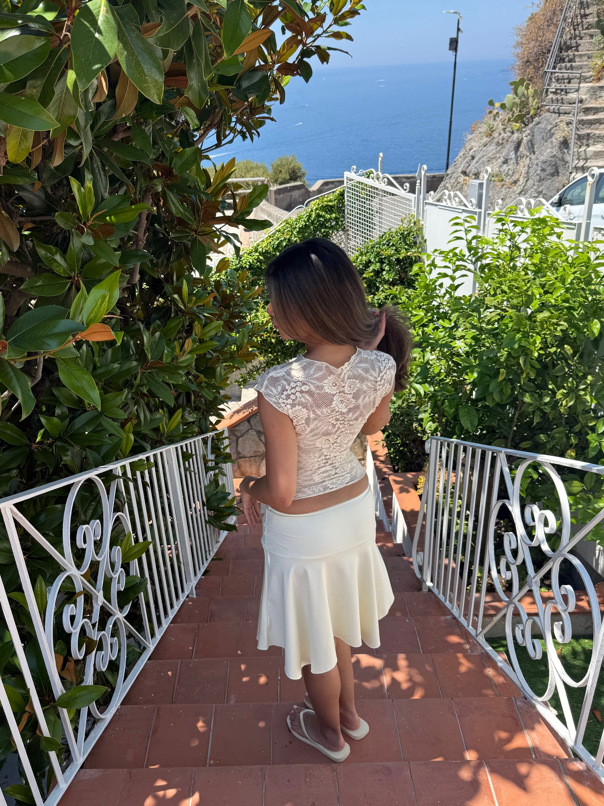 Lara lace top - lys gul