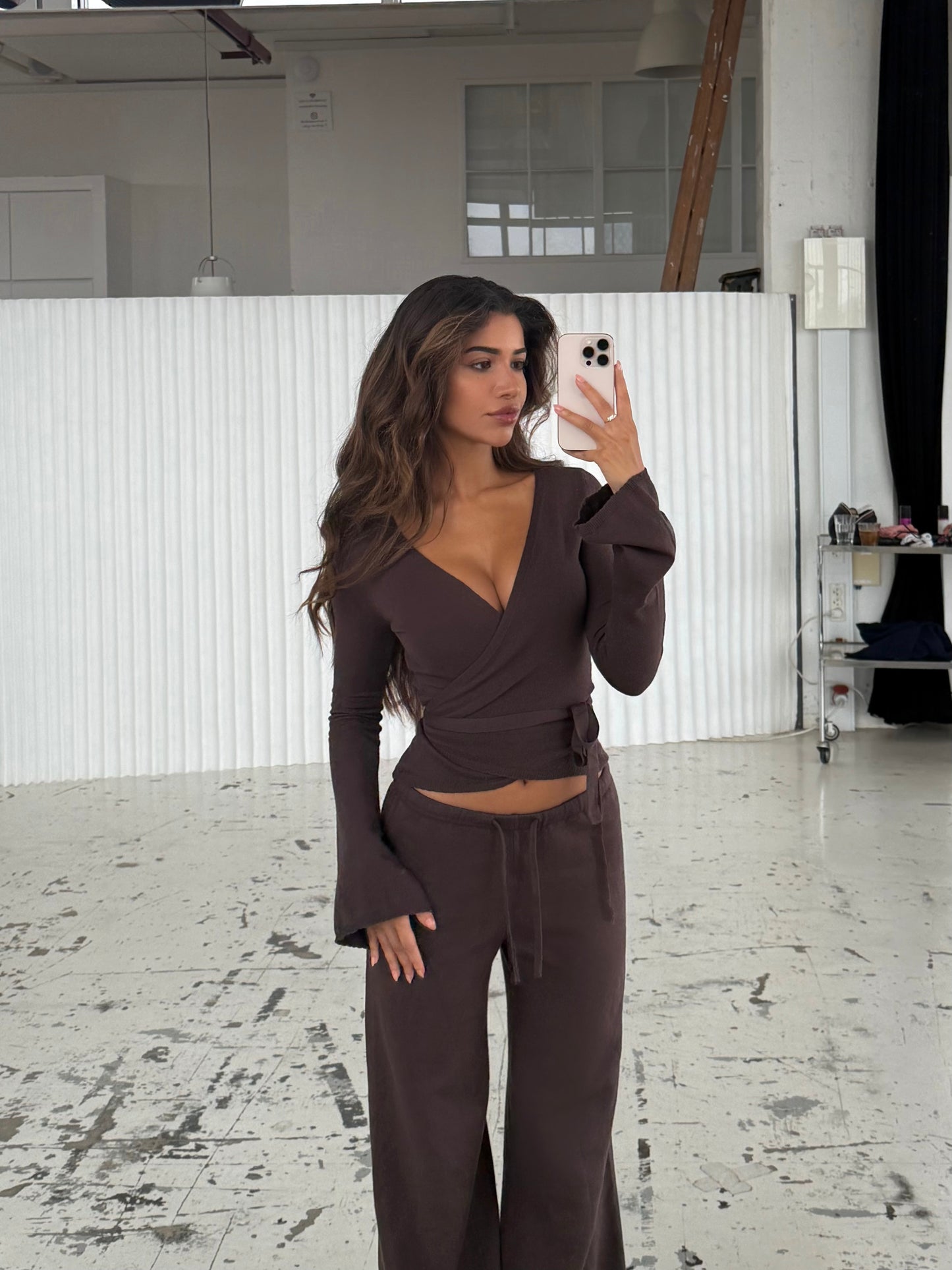 Ballerina knit top - mørk brun