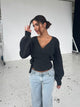 Wool blend wrap cardigan - dark grey 