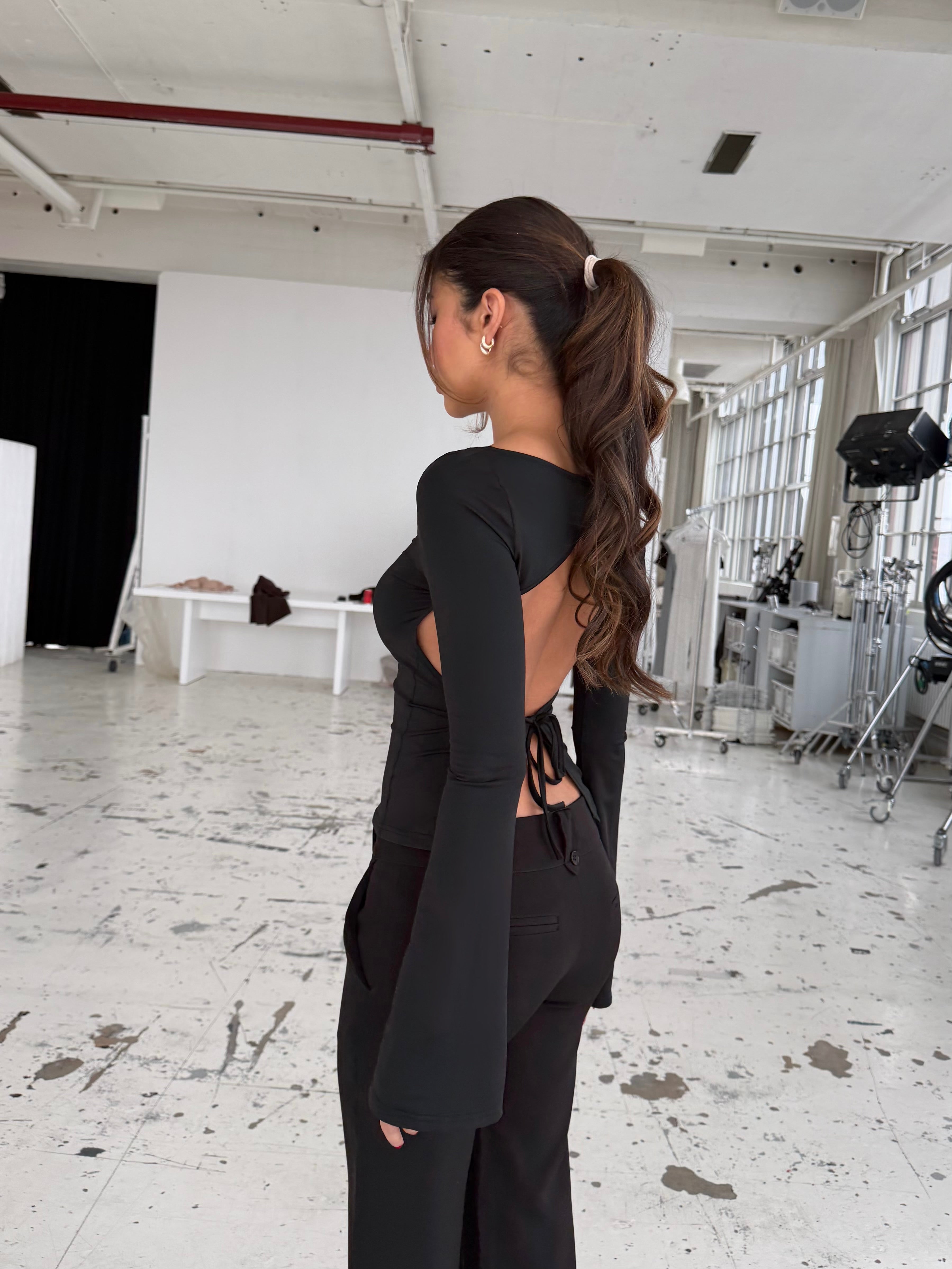 Rhea long sleeve top - sort