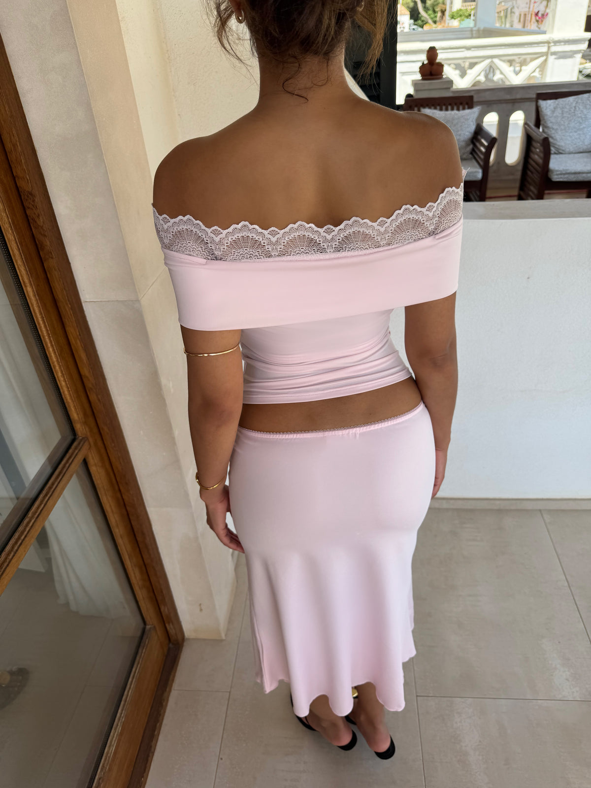 Leda lace top - lyserød