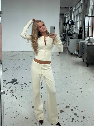 Knit trousers - cream