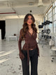 New Ballerina Basic Lace Top – Dark brown