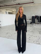 TALL Button low waist pants - black