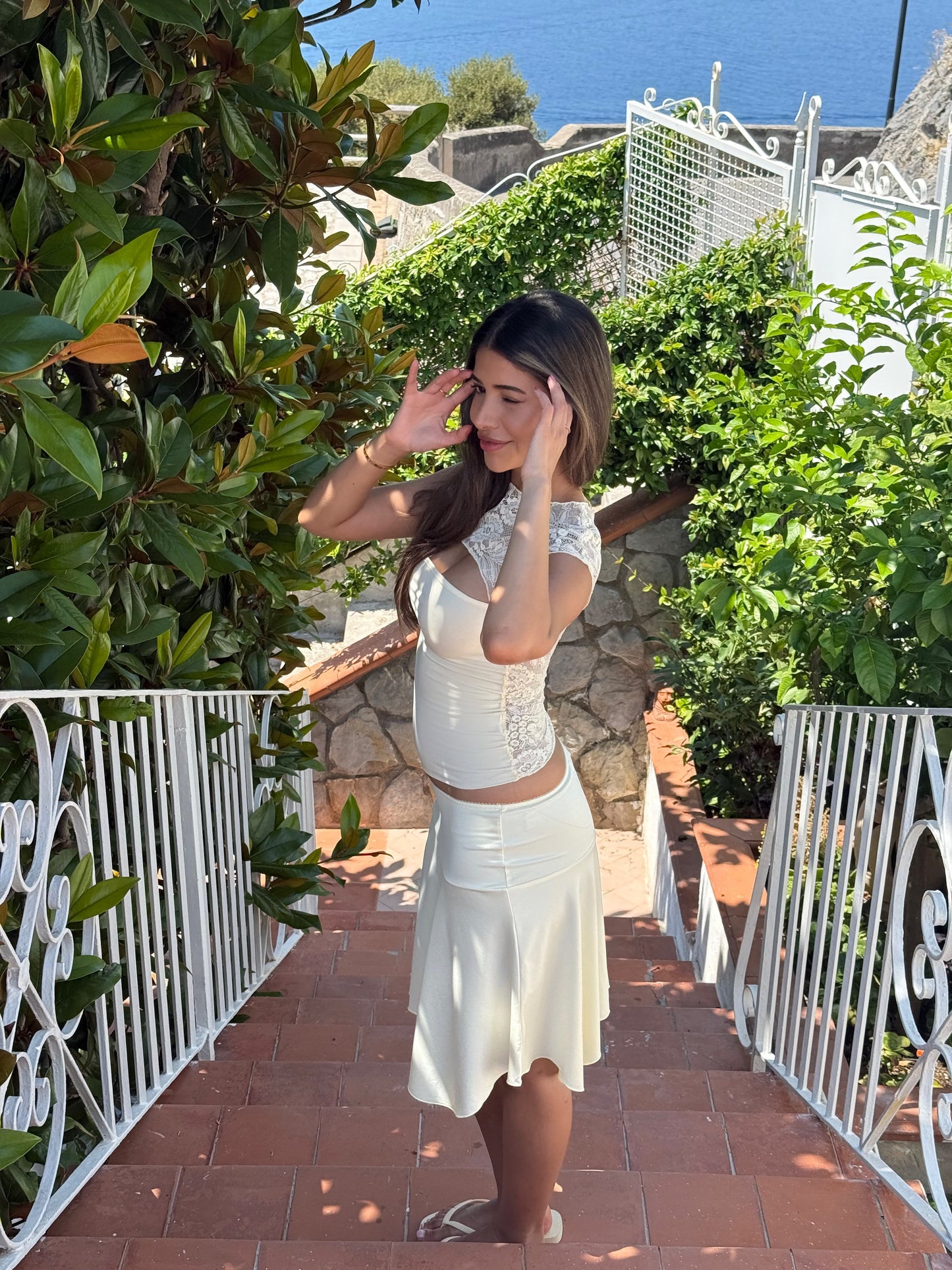Lara lace top - lys gul