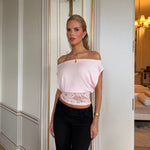 Hera basic lace top - lyserød