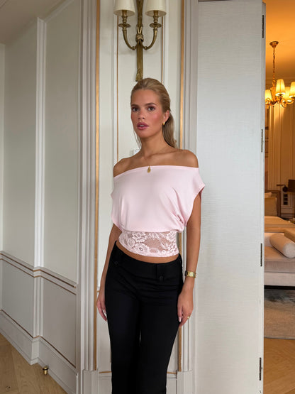 Hera basic lace top - lyserød