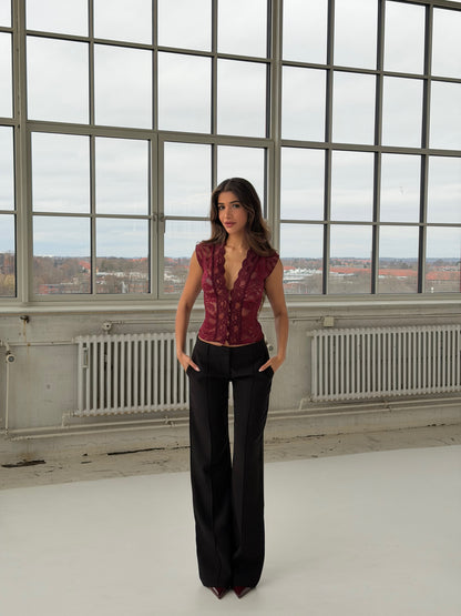 Pretty Luna lace tee - bordeaux