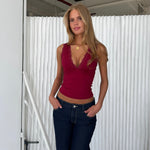 Basic lace top - mørk rød