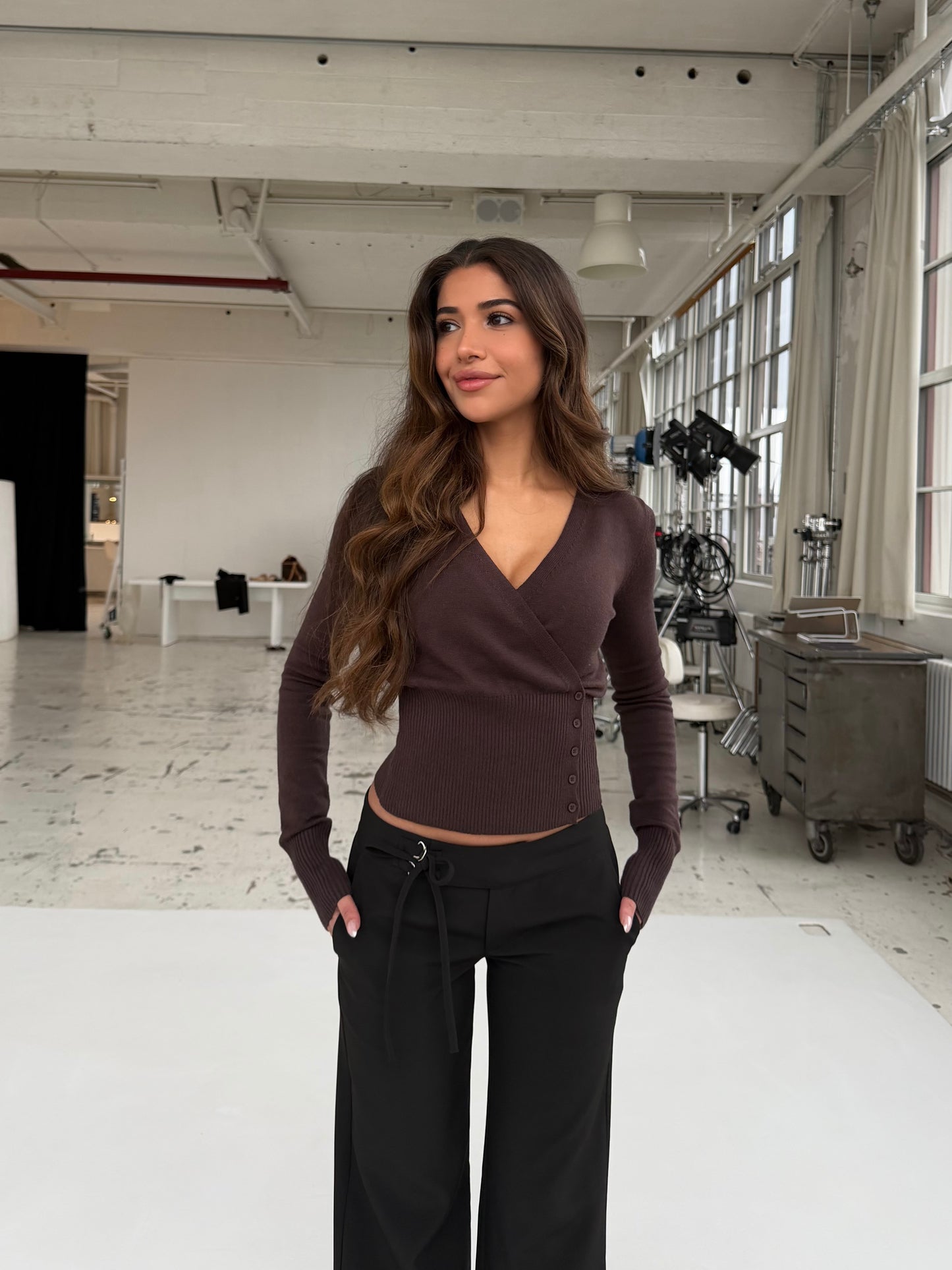 New knit cardigan - mørk brun
