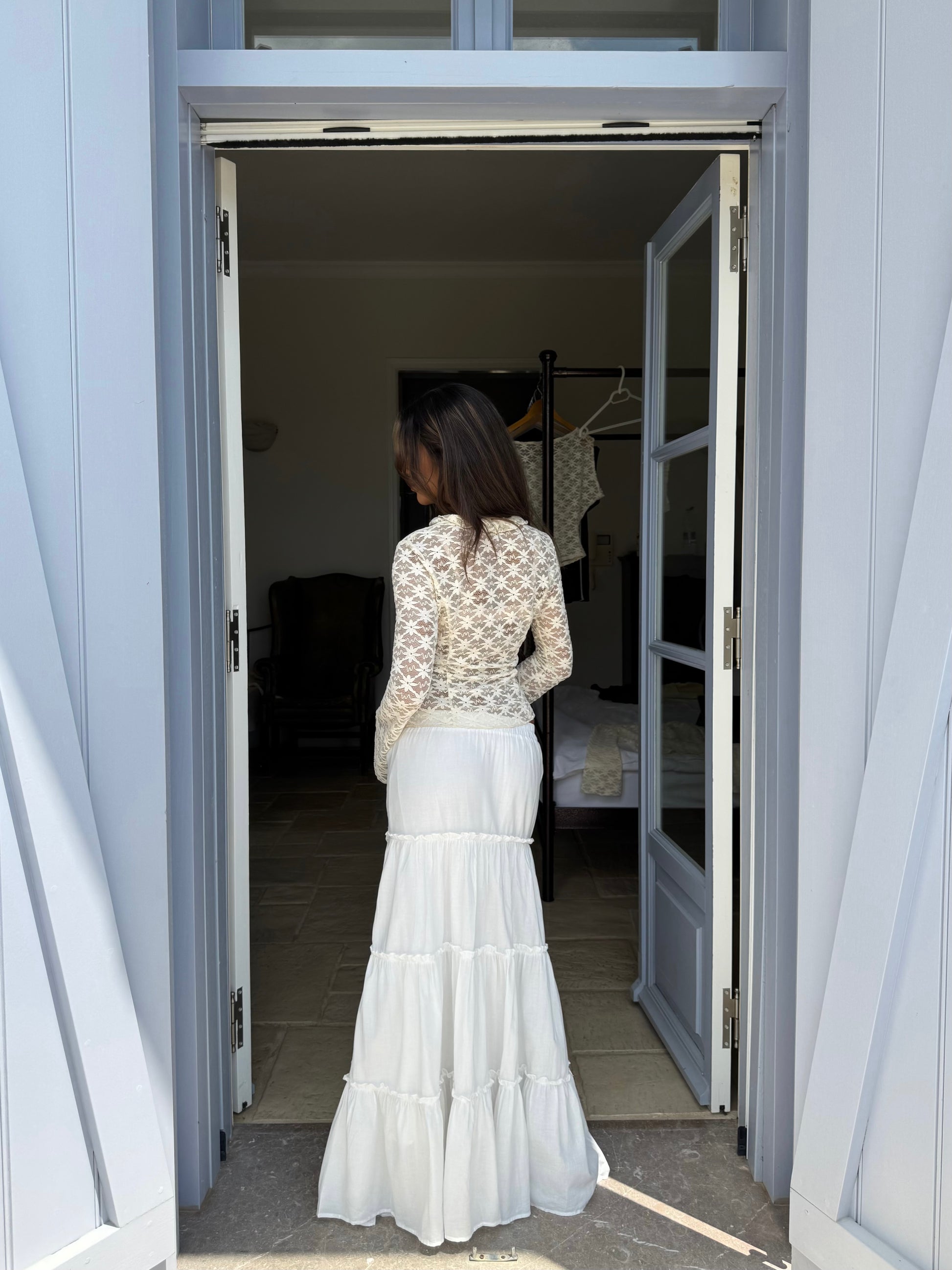 Thalia Trim lace top - cream (forudbestilling)