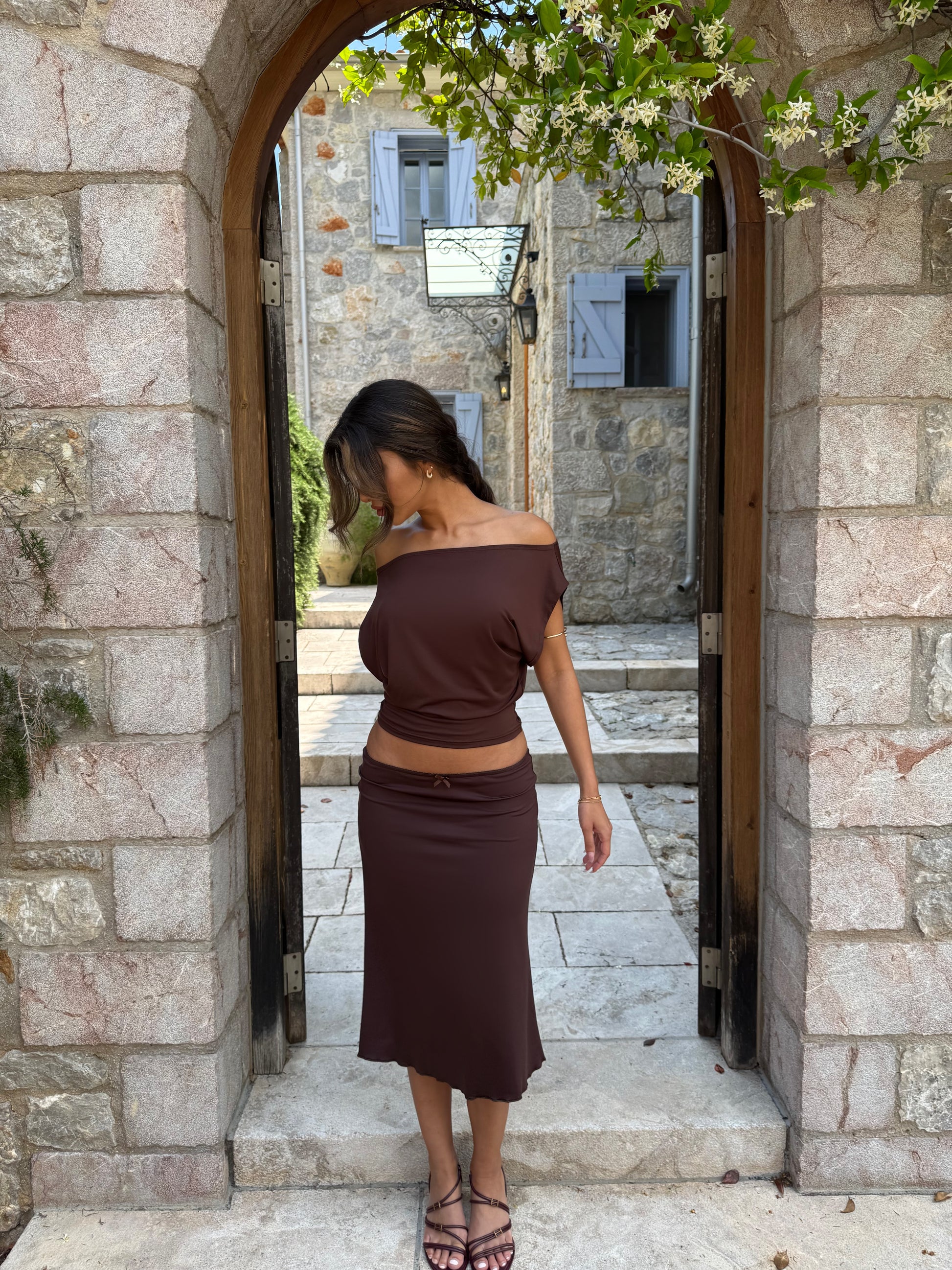 Helia basic skirt - mørk brun